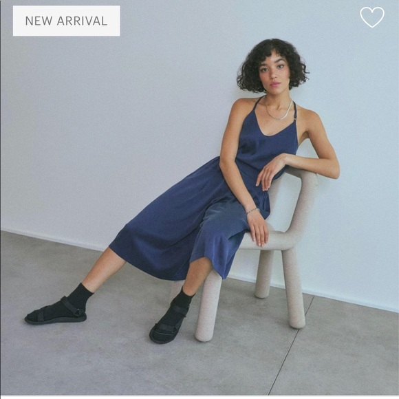 New $238 Lunya Washable Silk Wide Leg Crop Pant Set Pajamas in Deep Blue XS - Picture 4 of 14